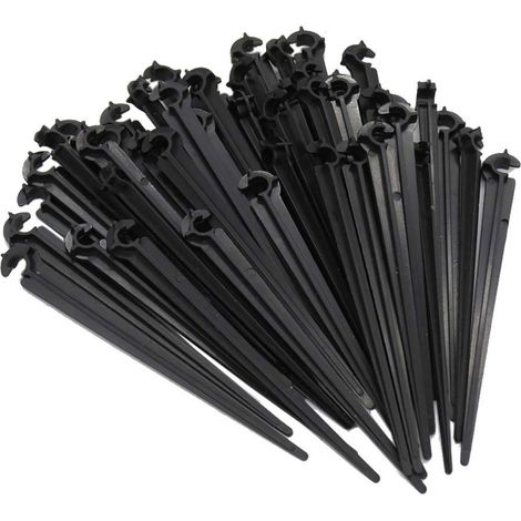 50 pcs Support de Tuyau Fixation au Sol pour piquets C Support de tiges Fixes pour Tuyau d'irrigation et Tuyau d'arrosage de Jardin