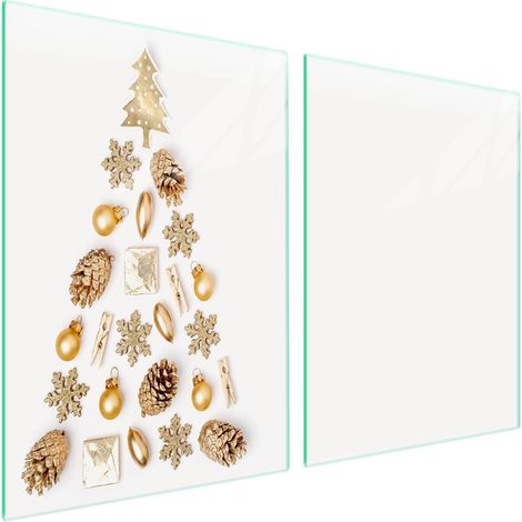 Plaque de protection en verre pour poêle 2x45x52 Noël (1/5)