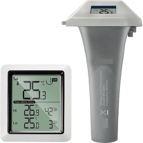 Thermomètre à Eau Thermomètre De Piscine Sans Fil Avec Console D'affichage, Capteur De Température D'eau For Piscine, Spa Et Baignoire (1/4)
