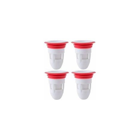 Lot de 4 bouchons anti-odeur en caoutchouc pour drain de sol, blanc, pour salle de bain et cuisine – (1/5)