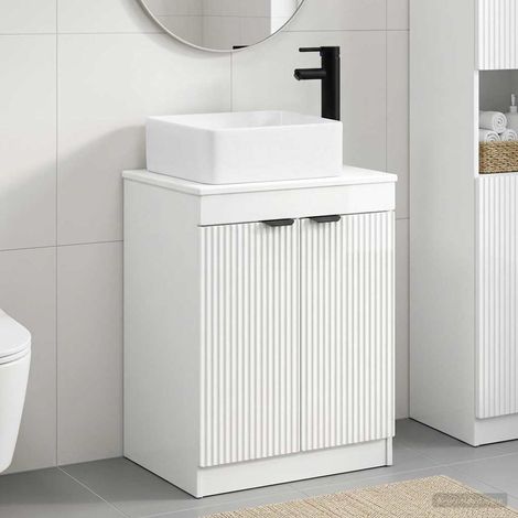 vidaXL Bathroom Furniture Set High Gloss White Engineered Wood (1/5)