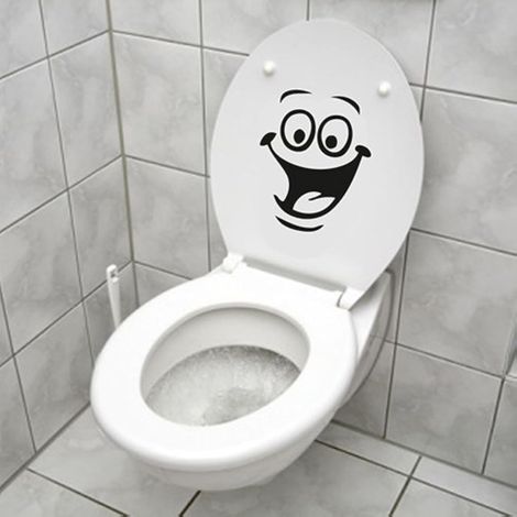 Pegatina de carita sonriente, pegatina divertida para pared de inodoro, baño, cocina, PVC, 1 color, talla única, número A