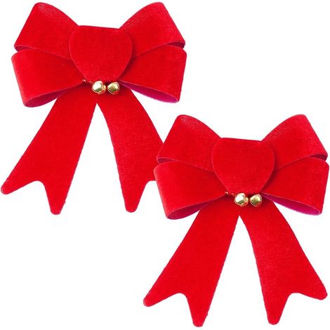 Fiocco decorativo natalizio in velluto 13x16 cm, 2 pezzi. (1/5)