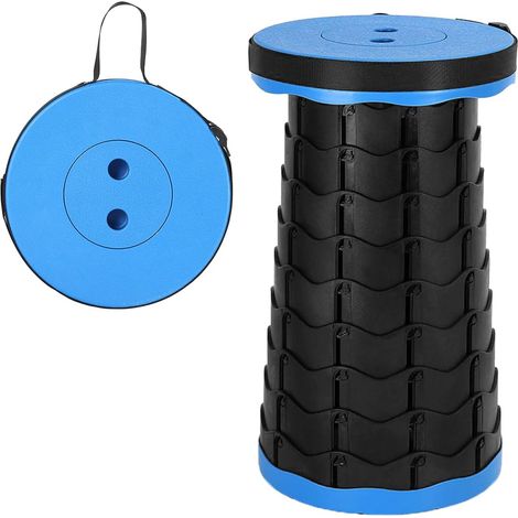 Klapphocker, tragbarer Hocker der zweiten Generation, leicht und stabil, höhenverstellbar, für Outdoor, Wandern, Angeln, Grillen (blau)