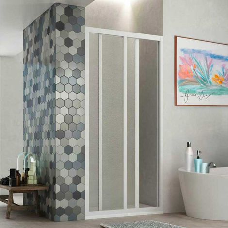 "PORTA DOCCIA A 1 ANTA FISSA E 1 SCORREVOLE """"SMERALDA"""" BOLLICINE ACRILICO 118-123 - Ap. 53 cm"