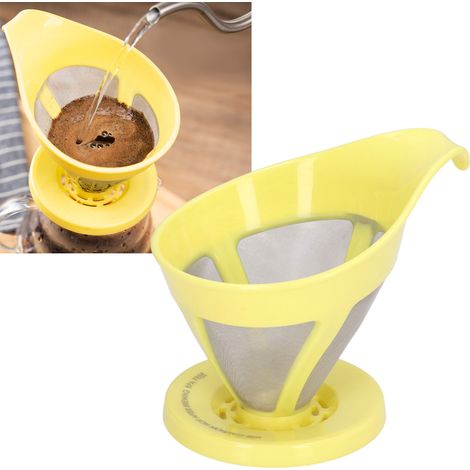 Kaffeefilter aus Edelstahl mit feinem Maschengewebe, papierloser Kaffeefilter, gelbes Modell. (1/5)