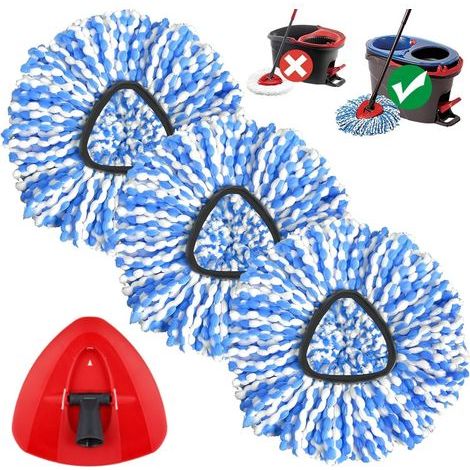 Convient aux têtes de balai H2Pro avec base rotative, compatible avec les recharges de balai Viledar H2Pro RinseClean : 3 lingettes microfibres + 1 base triangulaire (1/5)