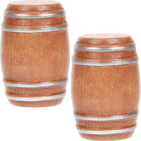 Lot de 2 mini tonneaux en bois, modèles miniatures de tonneaux à bière ou à vin, accessoires pour mini-maison (1/5)