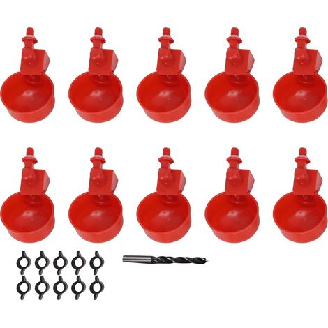 Abreuvoir automatique pour poulet, 10 pièces, avec foret électrique, Kit d'alimentation en eau pour volaille, canard, oie, dinde et (1/5)