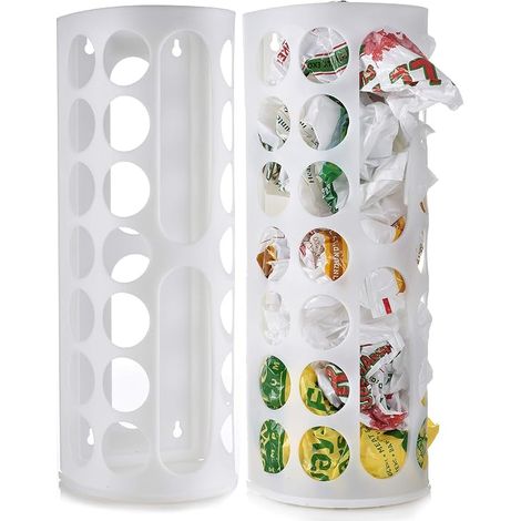 Porte-sacs grande capacité pour ranger soigneusement les sacs de courses en plastique et les garder à portée de main pour une réutilisation facile. Les ouvertures facilitent l'ajout et le retrait des  (1/5)