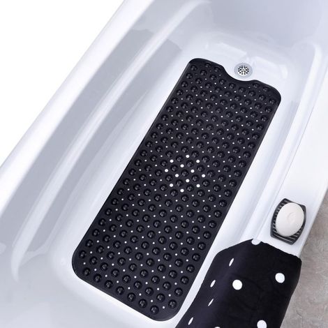 Tapis de bain et de douche extra long 99x40 cm, sol mouillé antidérapant, pour salle de bain pour personnes âgées et enfants, plus long qu'un tapis de bain standard, 200 ventouses, trou de vidange, la (1/5)