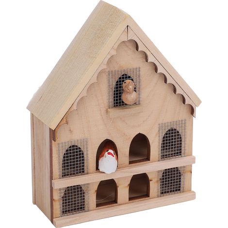 Nichoir miniature en bois pour maison de poupée à l'échelle 1:12, très réaliste, avec 2 oiseaux et 1 autocollant. (1/5)