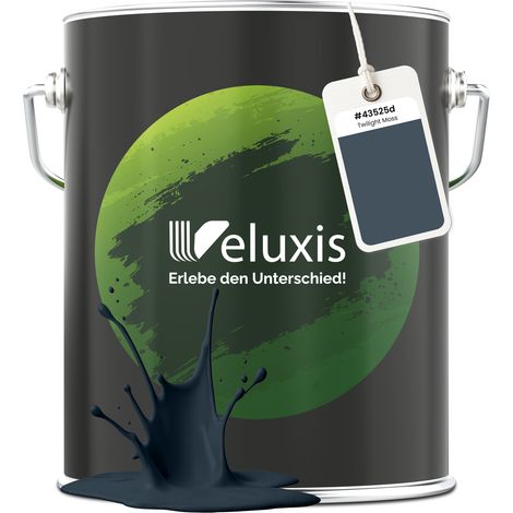 Pittura murale grigio verde blu opaca per interni – Copertura classe 1, senza COV, senza primer, a goccia – Soggiorno e camera da letto – 5 L – Veluxis (Twilight Moss)