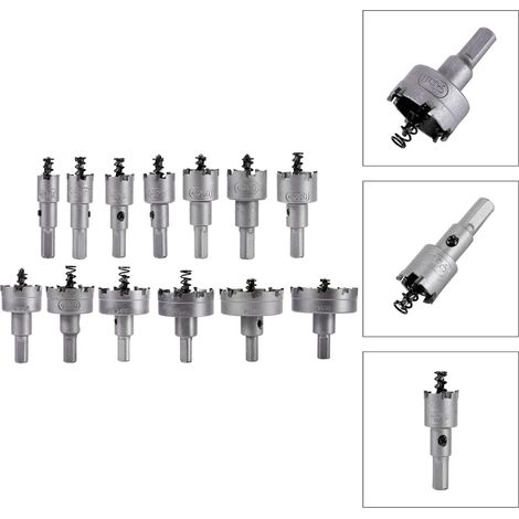 Ensemble 13 pièces scies cloches forets carbure TCT 16 18 20 22mm acier inoxydable (1/5)