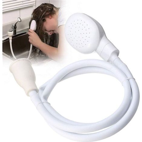 Baignoire, lavabo, douchette, mitigeur de pression pour animaux de compagnie, pommeau de douche, 1,3 m, joint en caoutchouc (blanc) (1/4)