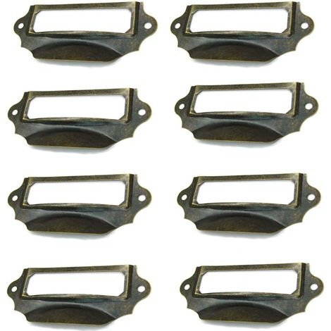 Lot de 8 poignées de tiroir vintage en fer avec vis pour armoire, placard, ton bronze, 90 x 40 mm (1/5)