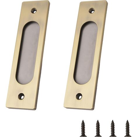 Confezione da 2 maniglie rettangolari per porte scorrevoli da 6 pollici in lega di alluminio color bronzo, maniglia a incasso per porta scorrevole con viti di montaggio per porta scorrevole tipo fieni (1/5)