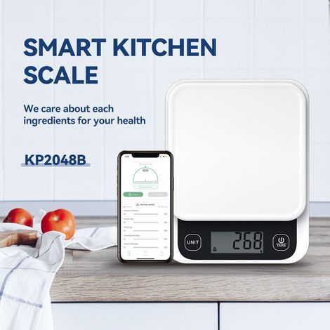 Bilancia da cucina portatile ad alta precisione, bilancia intelligente per alimenti Bluetooth, bilancia domestica compatta, bilancia da cucina di precisione (1/4)