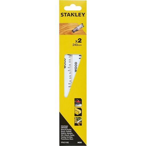 Hojas sierra sable HCS x2 para corte basto en madera 240mm Stanley STA21182-XJ