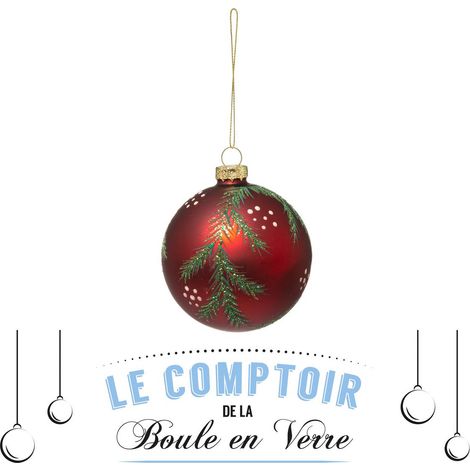 Glas-Weihnachtskugeln 80 mm Pompon bedruckt 2 Sortimente -
