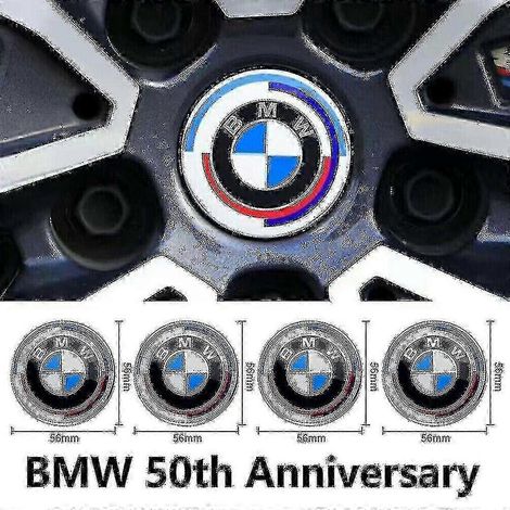 2025 Lot de 4 enjoliveurs centraux de roue de 56 mm pour BMW Édition 50e anniversaire 36136768640 (1/4)