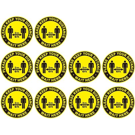Autocollants au Sol Signe de Sécurité au Solr - 10pcs (Jaune)