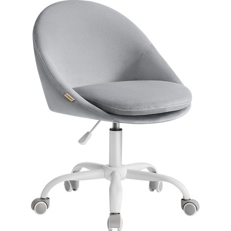 Chaise de Bureau, Fauteuil Pivotant en Velours, Siège Confort, Rembourrage en Mousse, Réglable en Hauteur, pour Bureau, Chambre, Gris Tourterelle (1/5)