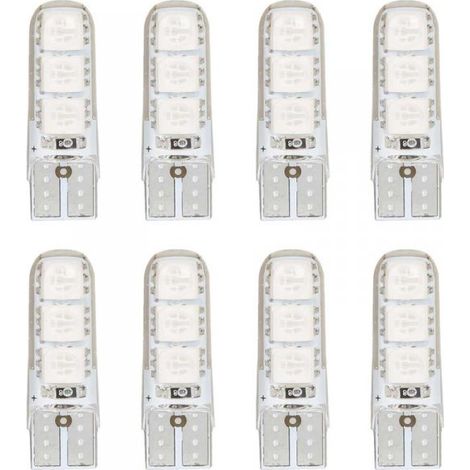 8 Pezzi Lampada Led T10 W5W 6 SMD 5050 12V 0.8W 60lm Colore Blu 34mm