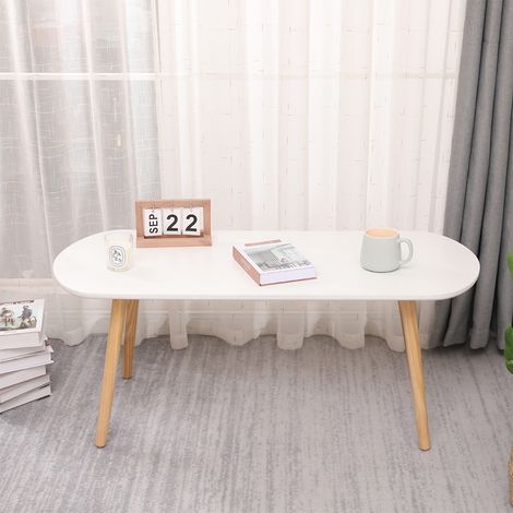 Mesa de Centro Para Salón, Mesa de Café, Para Salón, Dormitorio - Oval blanco (1/5)