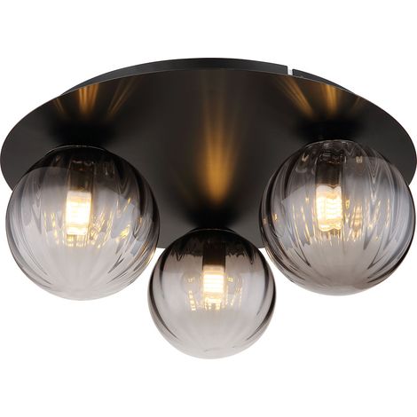 Globo - plafonnier - Dallerta - noir - verre verre fumé - Ø 35cm (1/4)