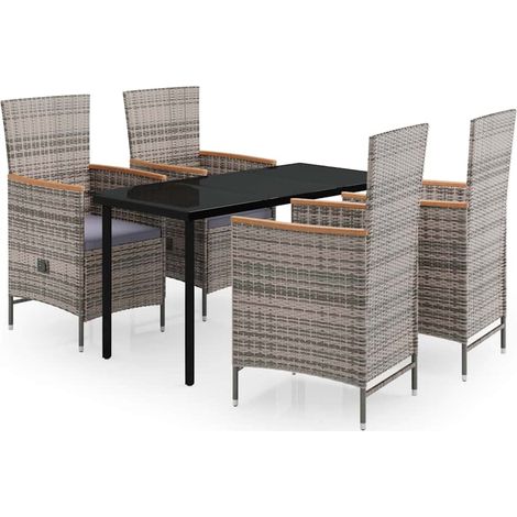 Maison Exclusive - Set da Pranzo da Giardino 5 pz con Cuscini Grigio (1/5)