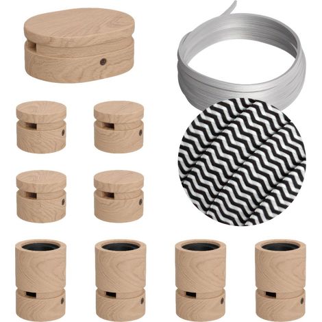 Sistema Filé Symmetric Kit - con cavo di 5 m per catenaria e 9 componenti in legno per interni