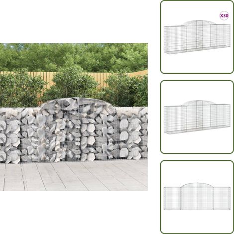 Paniers à gabions arqués 30 pcs 300x50x100/120 cm fer galvanisé - Panier À Gabion - Gabion - Mur De Gabion - Clôture Végétale - Décoration Jardin (1/5)