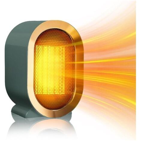 Radiateur soufflant PTC 2 secondes, radiateur soufflant électrique, mini radiateur soufflant en céramique, pour chambre, salon et bureau (vert) (1/5)
