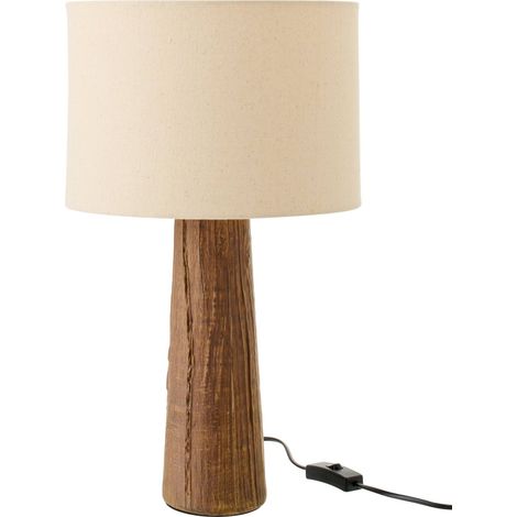 Lampe de table en poterie marron foncé - marron foncé et abat jour beige (1/5)