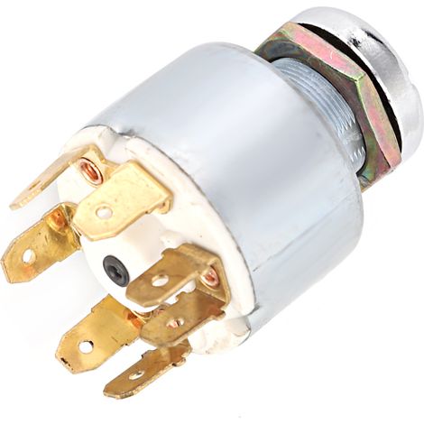 Commutateur d'allumage 12V universel 4 positions avec serrure et 2 clés pour voiture moto vélo bateau trou 0.7 pouce (1/5)