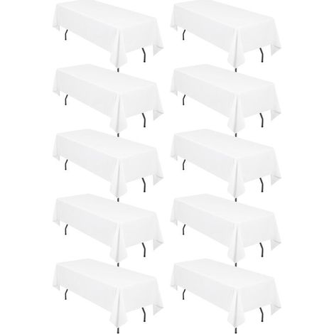Set di 10 tovaglie rettangolari 153x260 cm – Tovaglie in poliestere bianco 180 g/m² – Resistenti alle macchie e alle pieghe – Ideali per matrimoni e banchetti (1/4)