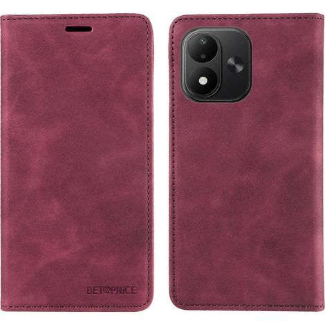 Étui portefeuille en cuir BETOPNICE compatible avec Xiaomi Redmi Note 17 4G, fermeture magnétique, RFID, support. (1/5)
