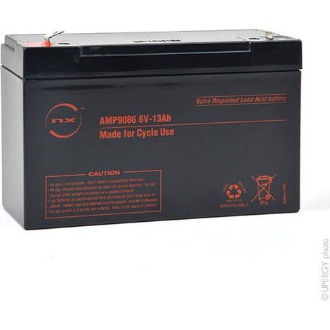 NX - Batterie plomb AGM NX 13-6 Cyclic 6V 13Ah F6.35 (1/3)