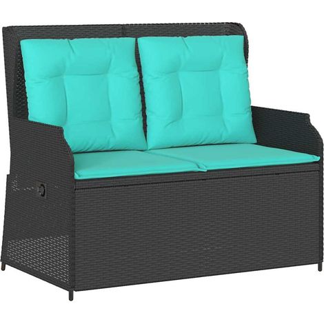 Garden Bench Black Poly Rattan vidaXL