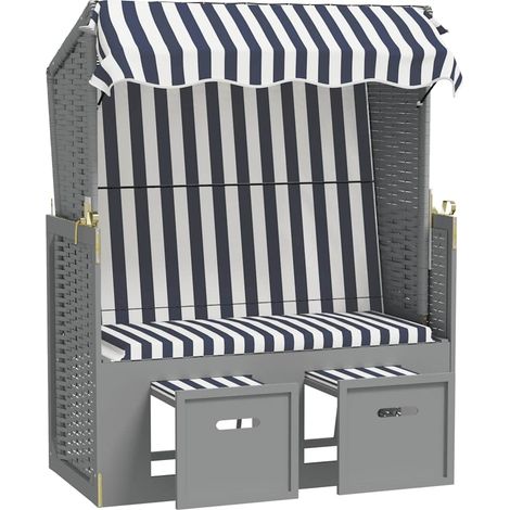 Maison Exclusive - Strandkorb mit Dach Poly Rattan und Massivholz (1/5)