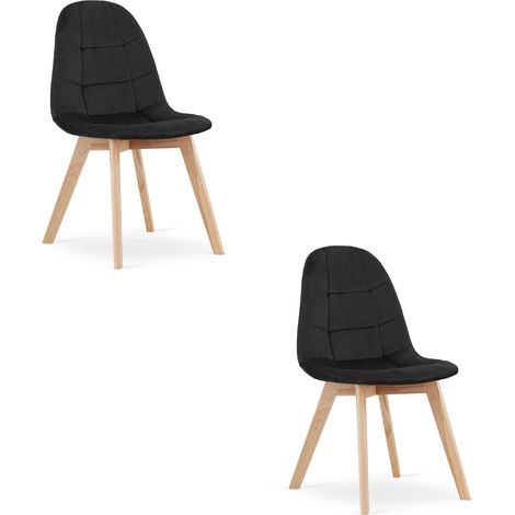 Leobert BORA set 2 sedie velluto nero legno faggio (1/5)