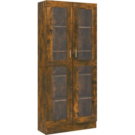 vidaXL Vitrine Cabinet Smoked Oak 82.5x30.5x185 cm Engineered Wood