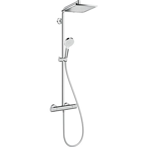 Hansgrohe – Colonne de douche thermostatique avec tête de douche 240mm – Jet pluie – Thermostat Ecostat 1001 CL – Installation en surface – DN15