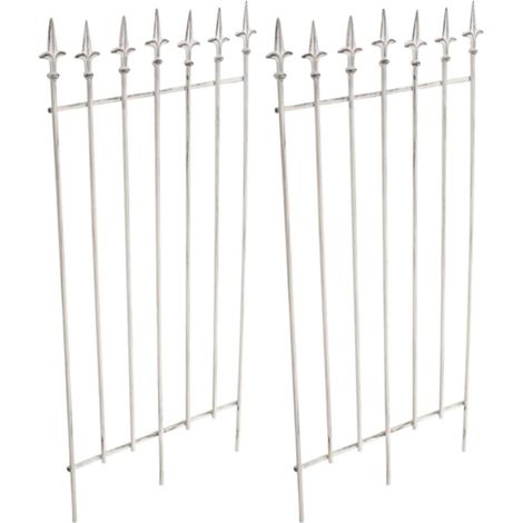 Set 2 supporti a traliccio per piante rampicanti decorazione giardino in metallo bianco invecchiato 100003830