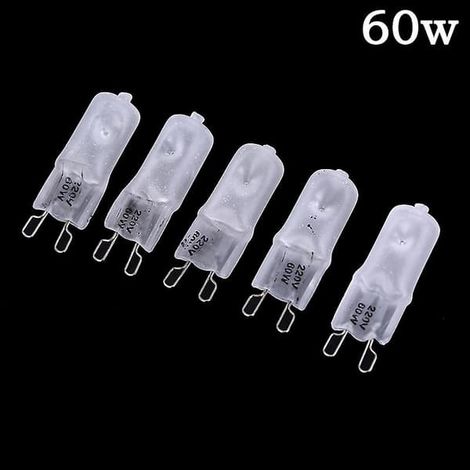 Lot de 5 ampoules halogènes G9 dépolies à intensité variable, 220 V, 20/40/60 W. (1/5)