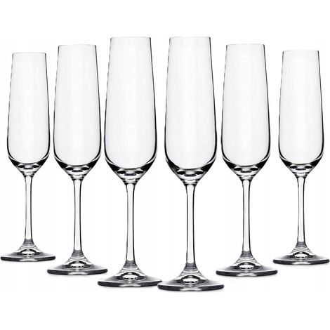 Champagnerflöten aus Glas am Stiel, farblos, 200 ml, 6 Stück. Portwein