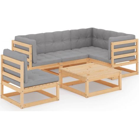 6-tlg. Garten-Lounge-Set mit Kissen Kiefer Massivholz vidaXL