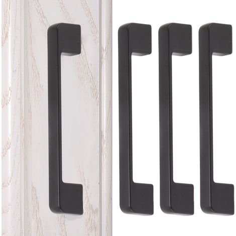 Juego de 10 tiradores para cajones – Tiradores de empuje de aluminio negro mate – Longitud 136 mm/128 mm para ventanas de armarios de cocina (1/5)