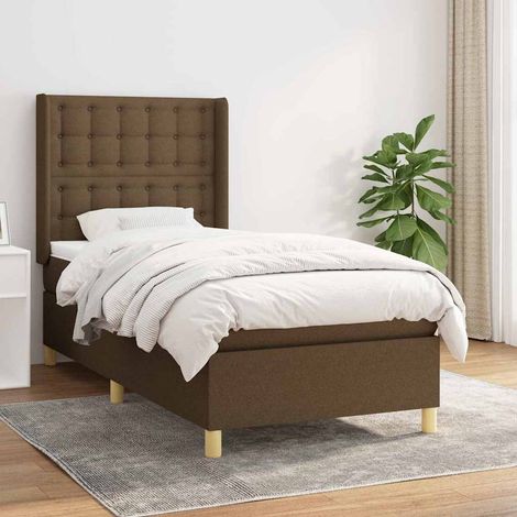 vidaXL Sommier à lattes de lit avec matelas Marron foncé 90x190 cm (1/5)